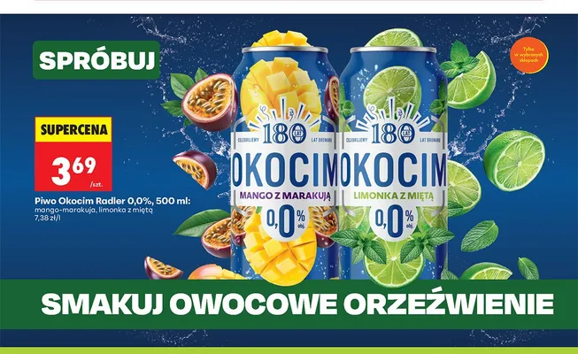 Piwo bezalkoholowe Okocim Radler mango-marakuja promocja w Biedronka