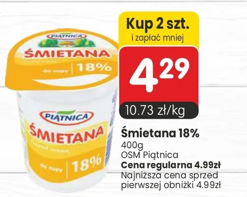 Śmietana 18% promocja w Market Point