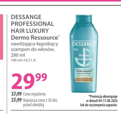Nawilżająco-łagodzący szampon do włosów Dessange Professional Hair Luxury Dermo Ressource promocja w Hebe
