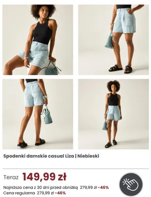 Spodenki damskie casual Regatta Great Outdoors Liza Niebieski promocja w Regatta