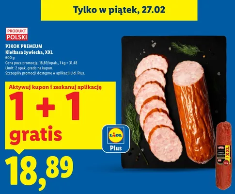Kiełbasa żywiecka Pikok Premium promocja w Lidl