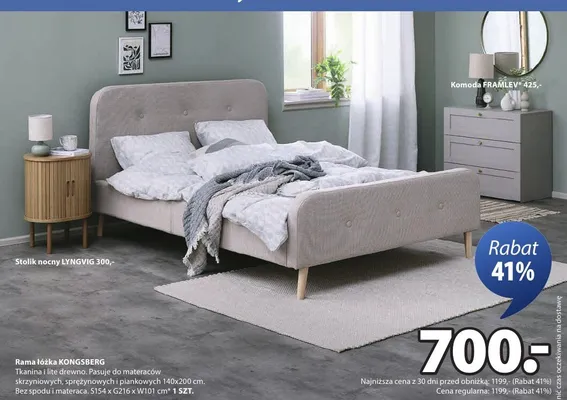 Rama łóżka KONGSBERG promocja w Jysk