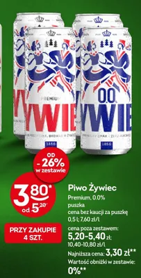 Piwo Żywiec 0.0% puszka promocja w Żabka