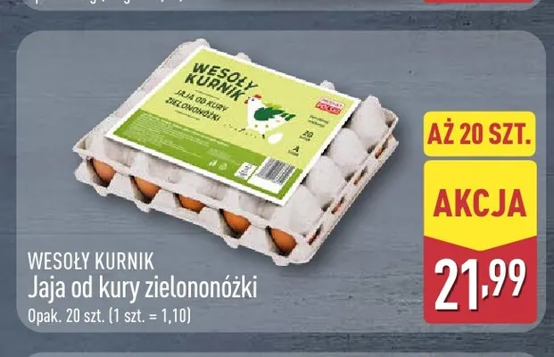 Jajka kurze od kury zielononóżki Wesoły Kurnik promocja w Aldi