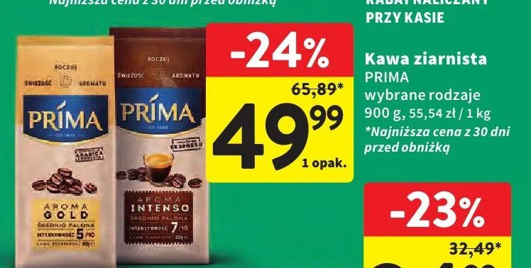 Kawa ziarnista wybrane rodzaje Gold, Intenso promocja w Intermarche