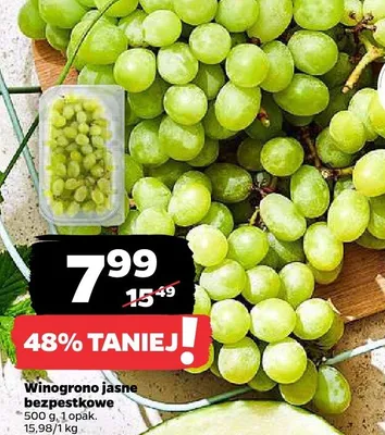 Winogrono jasne bezpestkowe promocja w Netto