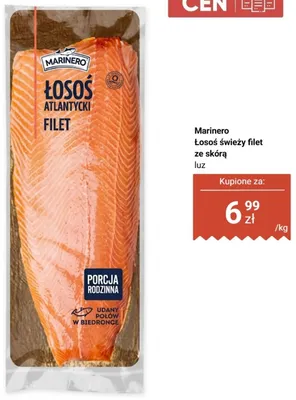 Łosoś świeży filet ze skórą luz Marinero promocja w Biedronka