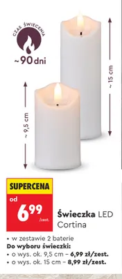 Świeczka LED Cortina wys. ok. 9,5 cm promocja w Biedronka