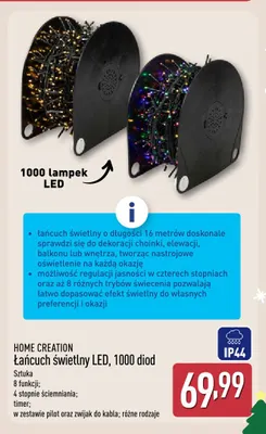 Łańcuch świetlny LED 1000 diod Home Creation promocja w Aldi
