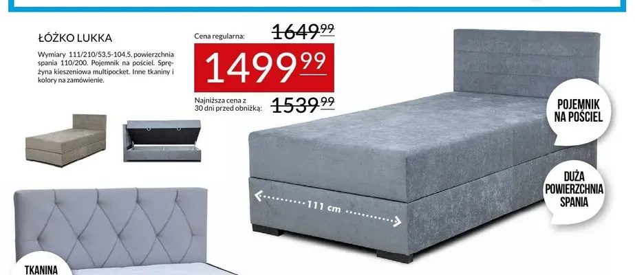 Łóżko Lukka promocja w Abra Meble