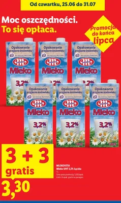 Mleko UHT 3,2% Łączka Mlekovita promocja w Lidl