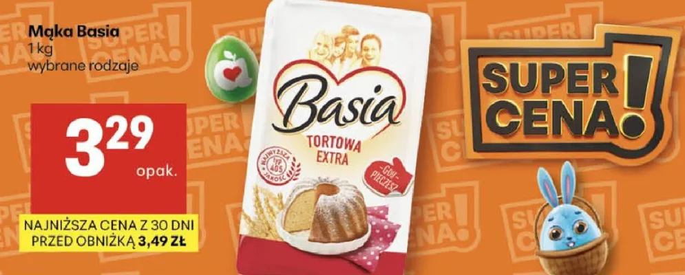 Mąka Basia tortowa extra promocja w Delikatesy Centrum