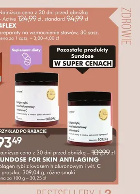 Kolagen rybi z kwasem hialuronowym i witaminą C w proszku o smaku pomarańczowym Sundose for Skin Anti-Aging promocja w Super-Pharm