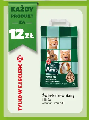 Żwirek drewniany Tous Mes Amis promocja w Leclerc
