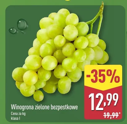 Winogrona zielone bezpestkowe promocja w Aldi