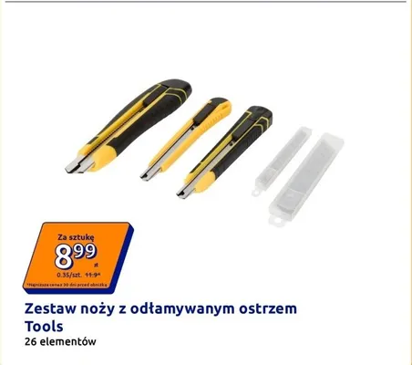 Zestaw noży z odłamywanym ostrzem Tools promocja w Action