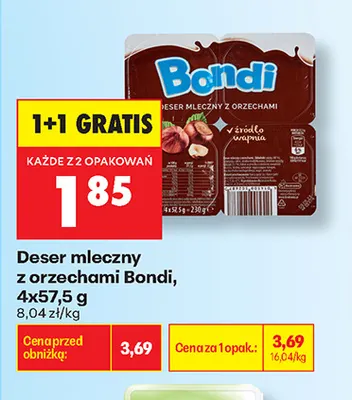 Deser mleczny z orzechami Bondi 4-pak promocja w Biedronka