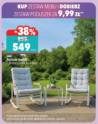Zestaw mebli JUMI 2 fotele stolik kawowy promocja w Biedronka