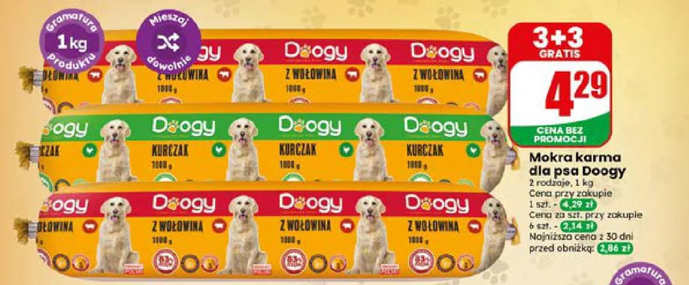 Mokra karma dla psa z kurczakiem Doogy promocja w Dino