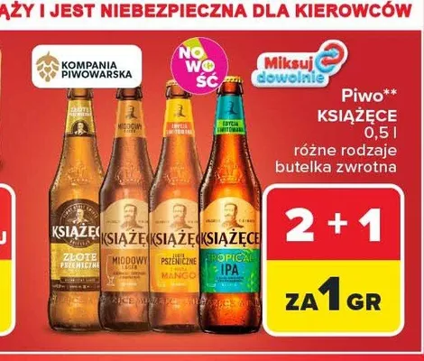 Piwo Książęce Miodowe 500 ml promocja w Carrefour Market