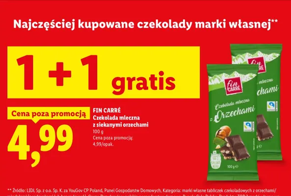 Czekolada mleczna z siekanymi orzechami Fin Carré promocja w Lidl