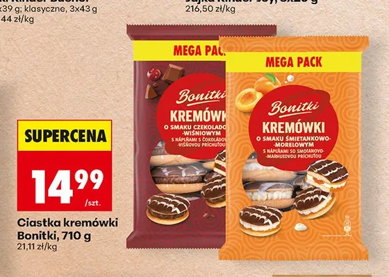 Ciastka kremówki Bonitki o smaku czekoladowo-wiśniowym 710 g promocja w Biedronka