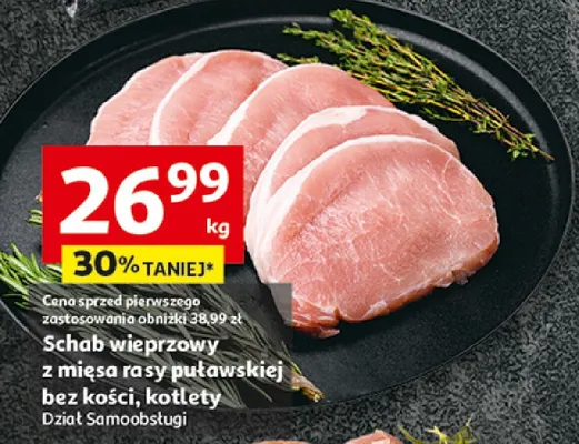Schab wieprzowy z mięsa rasy puławskiej bez kości, kotlety promocja w Auchan