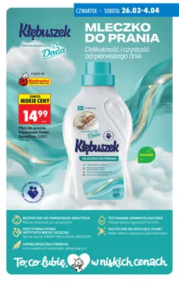 Płyn do prania mleczko Dada Sensitive promocja w Biedronka