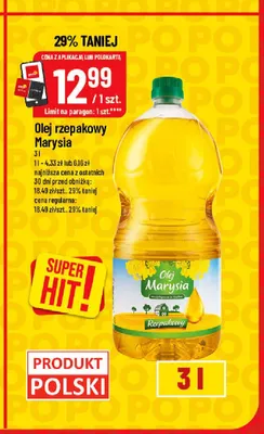 Olej rzepakowy Marysia promocja w POLOmarket