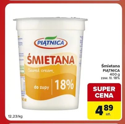 Śmietana Piątnica 18% promocja w Carrefour Market