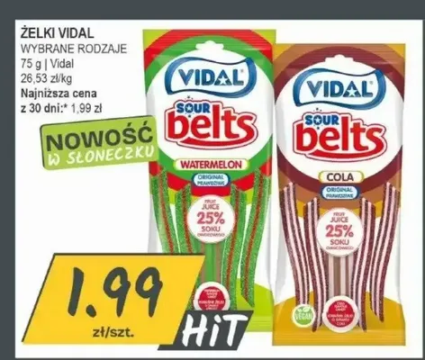 Żelki Vidal Sour Belts Cola promocja w Słoneczko