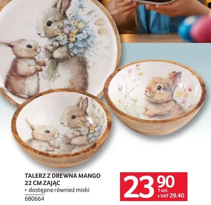 Talerz z drewna mango 22 cm zając promocja w Selgros