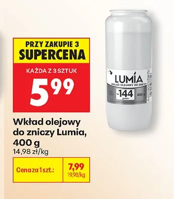Wkład olejowy do zniczy Lumia promocja w Biedronka