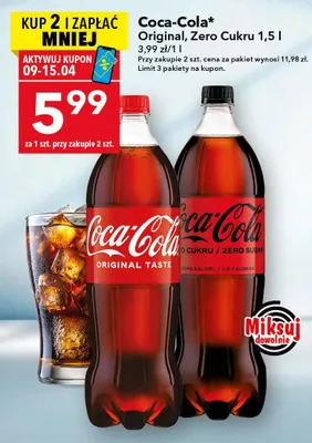 Napój Coca-Cola Original, Zero Cukru promocja w LEWIATAN