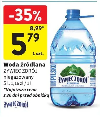 Woda źródlana niegazowana promocja w Intermarche