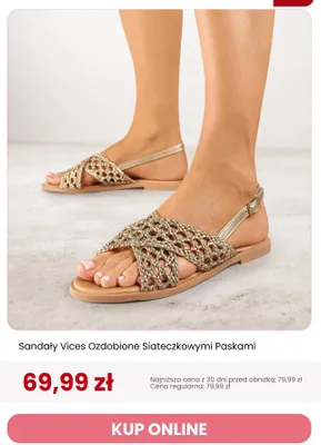 Sandały Vices Ozdobione Siateczkowymi Paskami promocja w Renee
