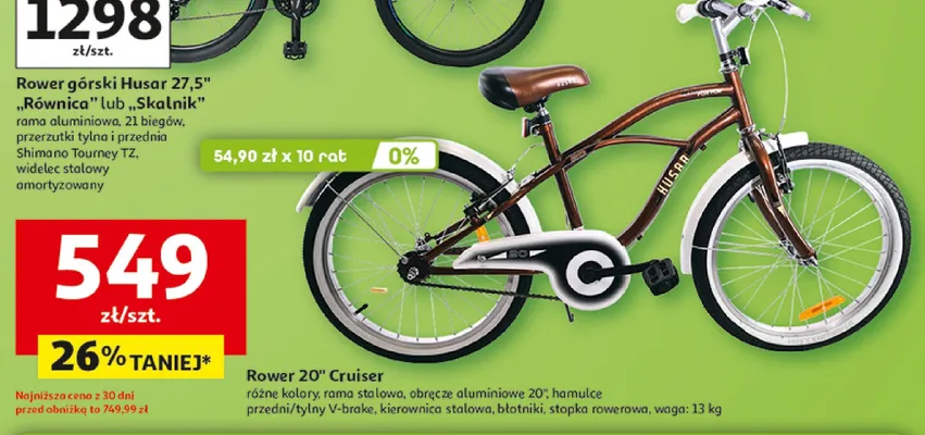 Rower górski Husar 27,5" "Równica" lub "Skałnik" promocja w Auchan