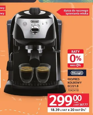 Ekspres kolbowy DeLonghi EC221.B promocja w Selgros