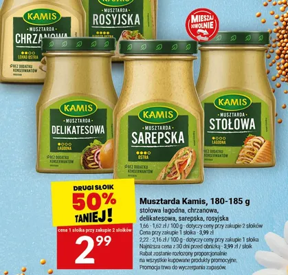 Musztarda stołowa, łagodna, chrzanowa, delikatesowa, sarepska, rosyjska promocja w Twój Market