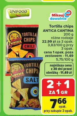 Tortilla chips Antica Cantina Salt promocja w Carrefour