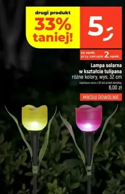 Lampa solarna w kształcie tulipana wys. 32cm promocja w Dealz
