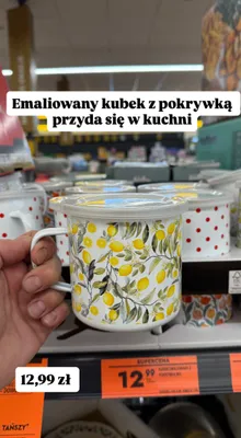Kubek emaliowany z pokrywką z motywem cytryn promocja w Biedronka