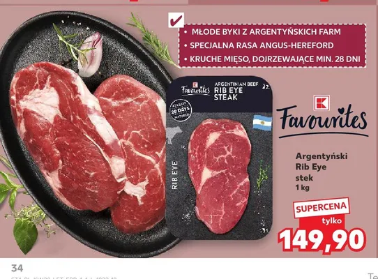 Argentyński Rib Eye stek Favourites promocja w Kaufland