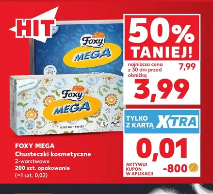 Chusteczki kosmetyczne 2-warstwowe Foxy Mega promocja w Kaufland