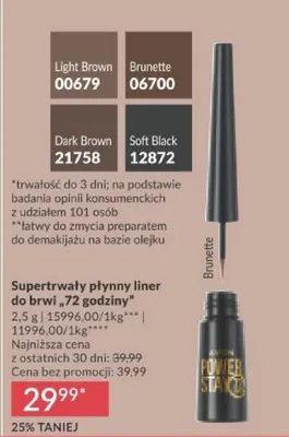 Supertrwały płynny liner do brwi 72 godziny Brunette promocja w AVON