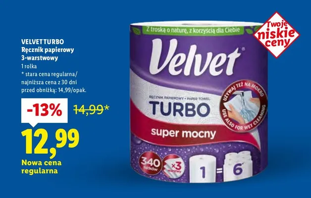 Ręcznik papierowy 3-warstwowy Turbo promocja w Lidl