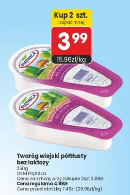 Twaróg wiejski półtłusty bez laktozy Piątnica promocja w Market Point