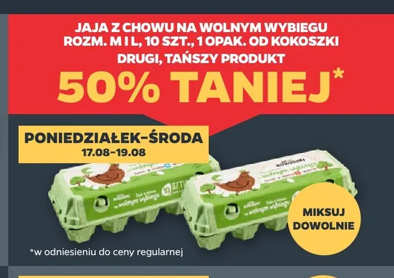 Jajka kurze z chowu na wolnym wybiegu rozm. M Od Kokoszki promocja w Netto