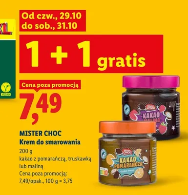 Krem do smarowania kakao z maliną Mister Choc promocja w Lidl