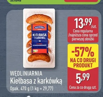 Kiełbasa z karkówką Wedliniarnia promocja w Aldi
